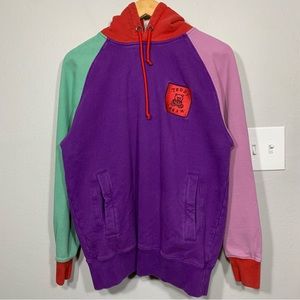 Teddy Fresh Purple Colorblock Pullover‎ Embroidered Hoodie Medium